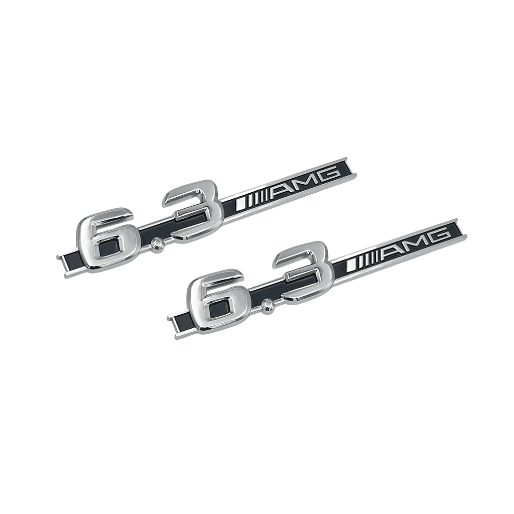 2 stk. Chrome Mercedes 6.3 AMG Sideskærme Emblemer