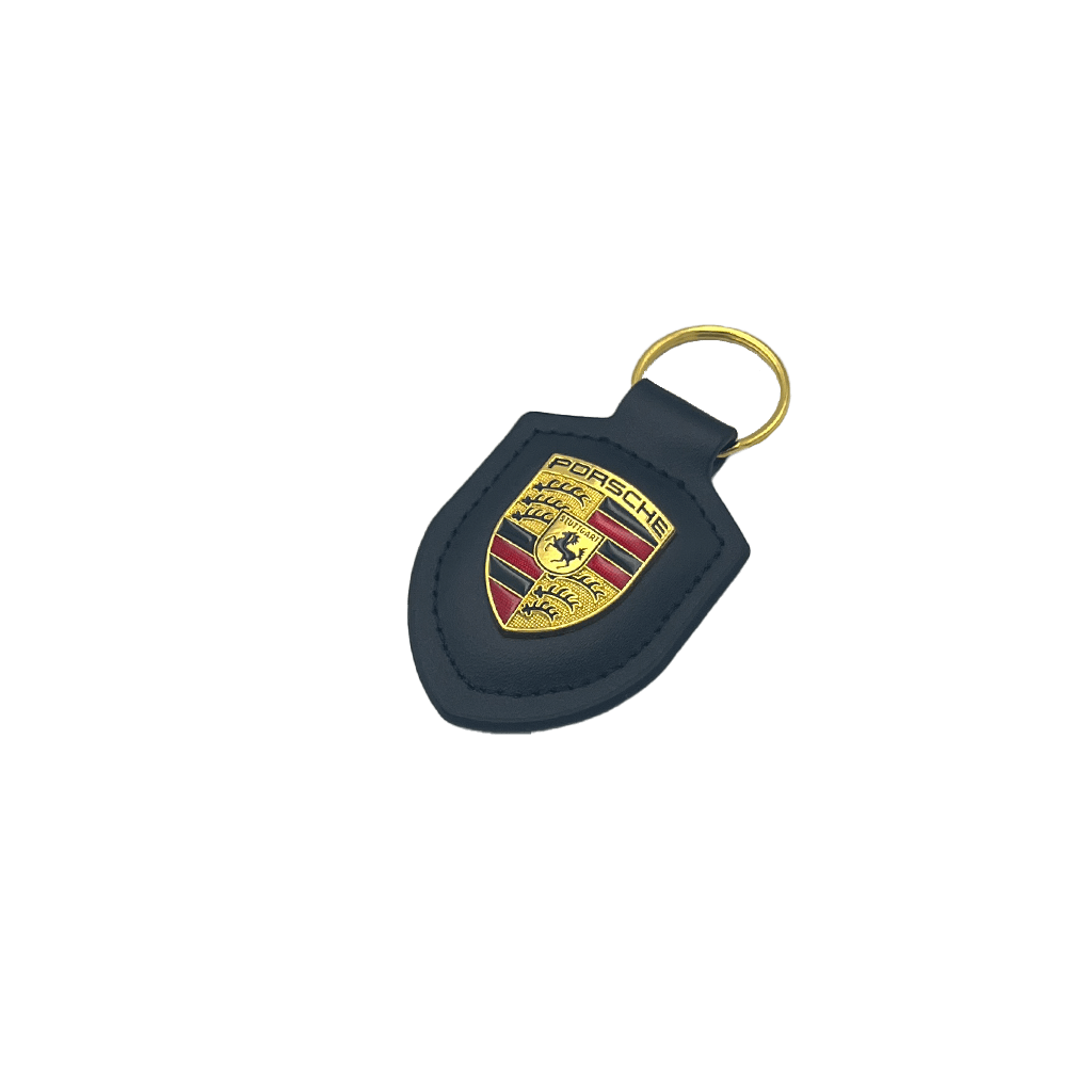 Porsche Nøglering i Ægte Læder med Gyldent Logo (5 varianter)