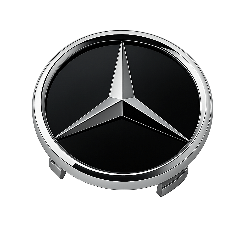 4 Stk. Sorte og Chrome Mercedes Centerkapsler