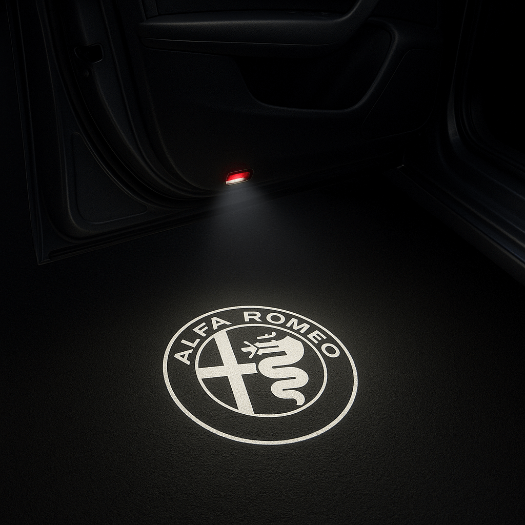 2 Stk. Alfa Romeo Logo Indstigningslys Sort/Hvid