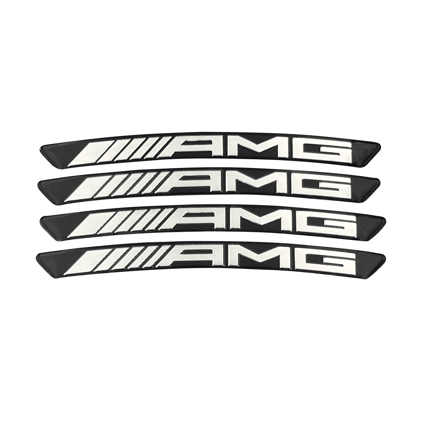 4 stk. svarte AMG-felgklistremerker i aluminium