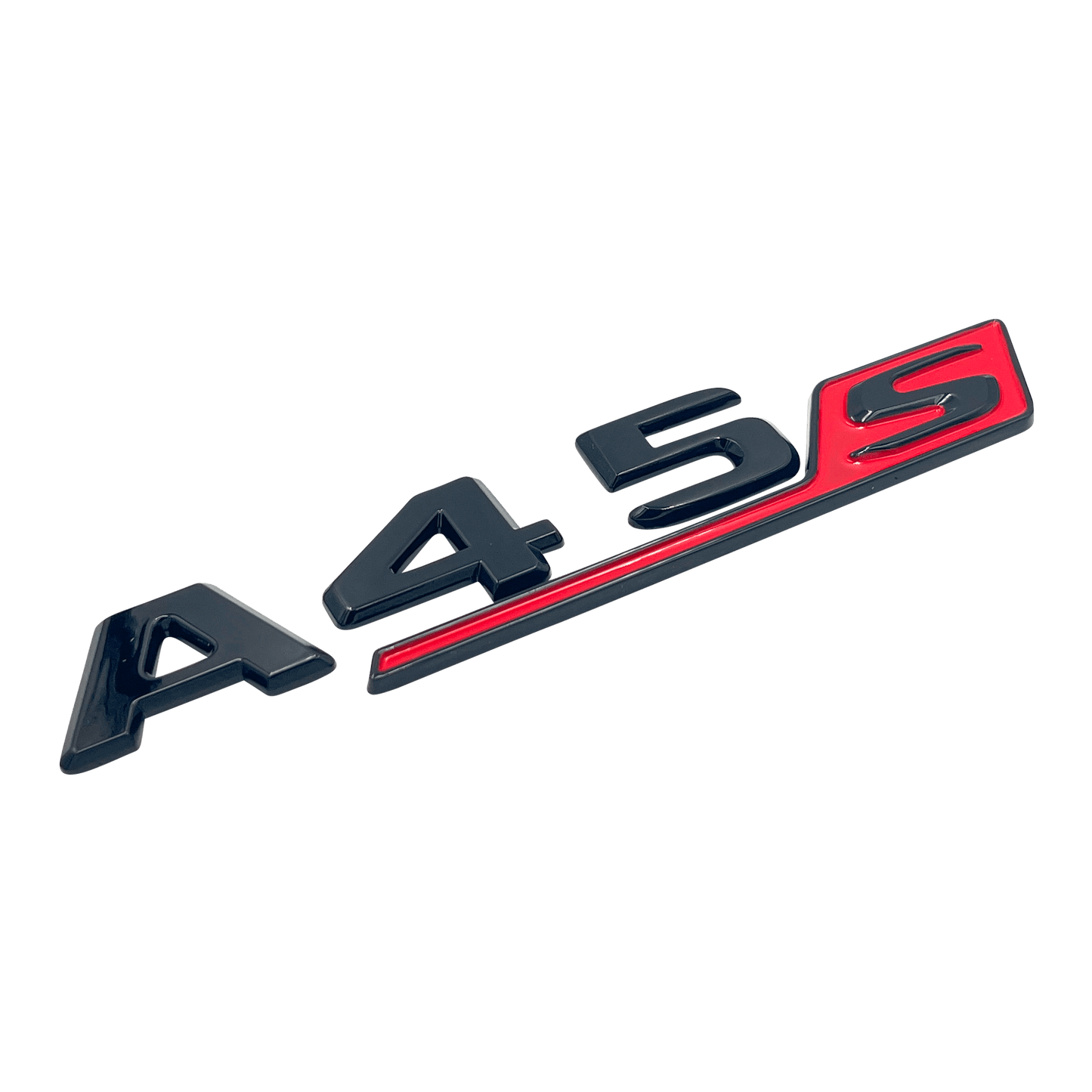 Svart og rødt Mercedes A45s bakre emblem