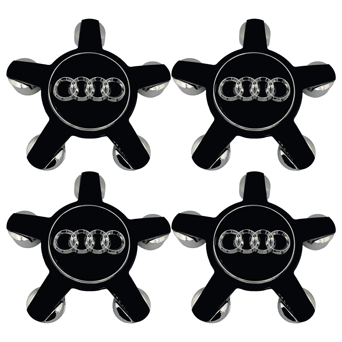 4 Stk. Audi Centerkapsler Sort 135mm