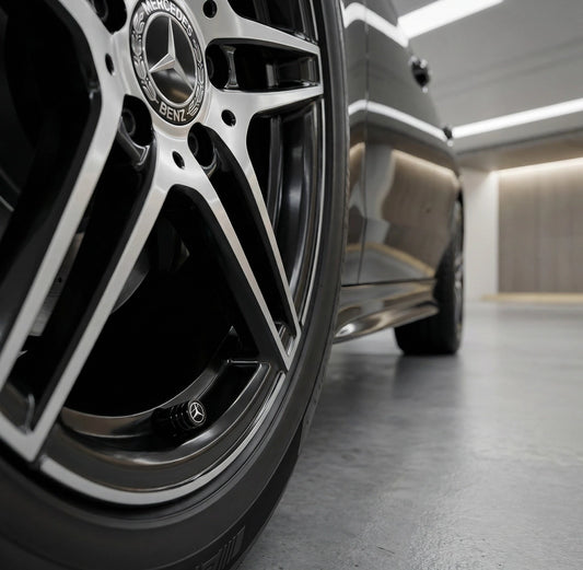 4 stk. Mercedes Benz Sorte Ventilhætter Alu