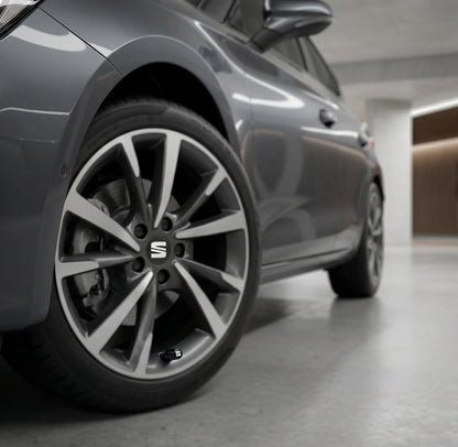 4 stk. Seat Logo Ventilhætter Sort Aluminium