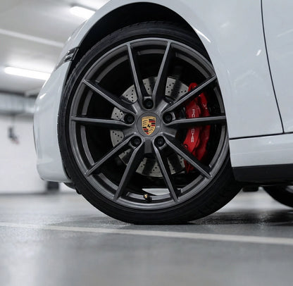 4 stk. Standard Porsche Logo Ventilhætter i Sort Aluminium