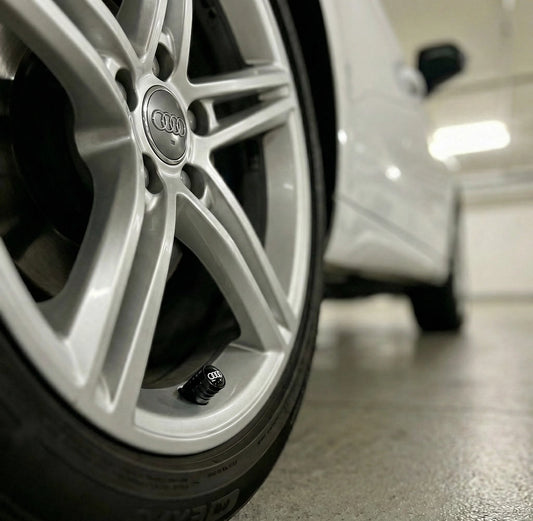 4 stk. Audi Logo Ringe Sorte Aluminium Ventilhætter