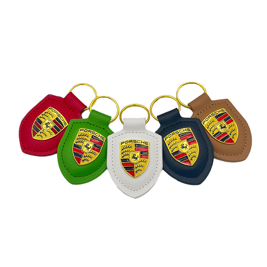 Porsche Nøglering i Ægte Læder med Gyldent Logo (5 varianter)