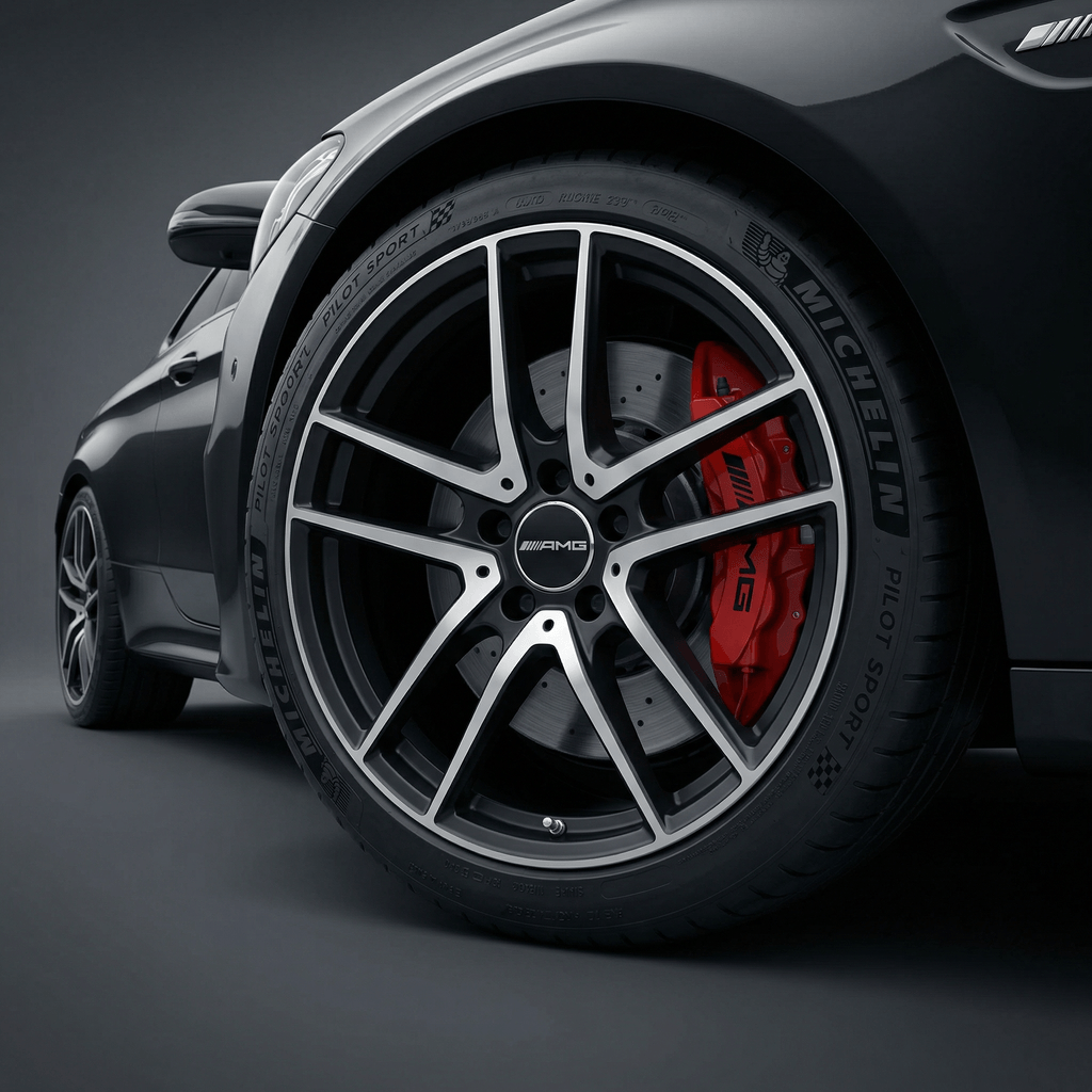 4 stk. Mercedes-Benz AMG Senterkapper Sort 75mm