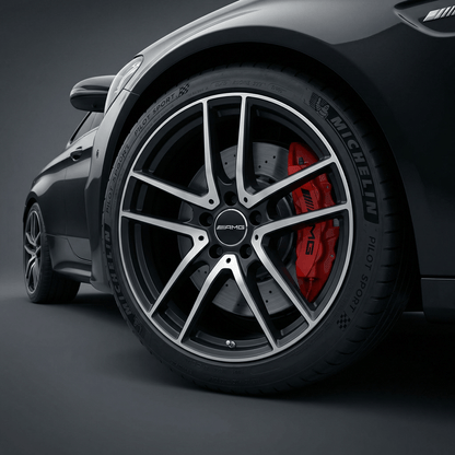4 stk. Mercedes-Benz AMG Senterkapper Sort 75mm