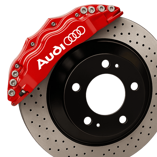 2 stk. Audi Logo Bremsekaliber klistermærker Hvid 95 × 15mm