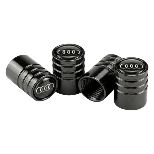 4 stk. Audi Logo Ringe Sorte Aluminium Ventilhætter