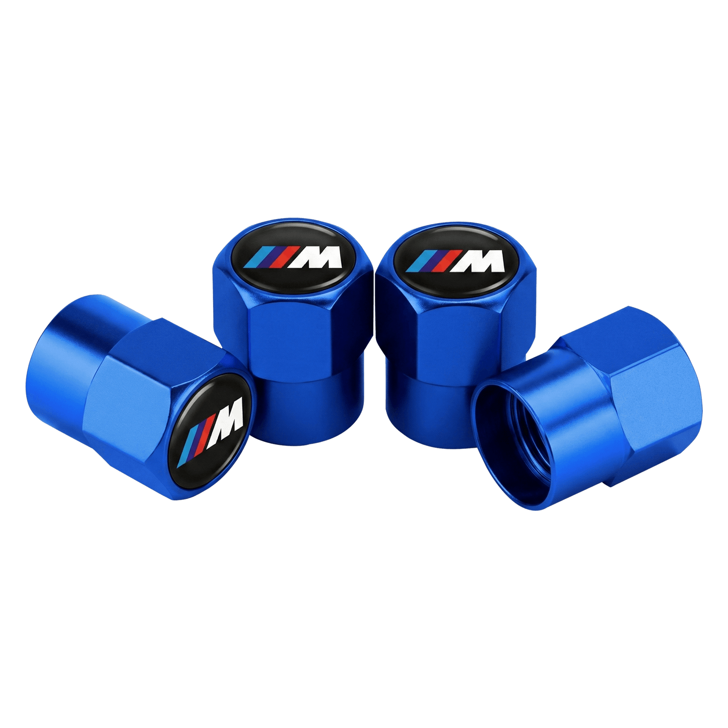 4 stk. BMW M-Sport Logo Ventilhætter Blå Aluminium