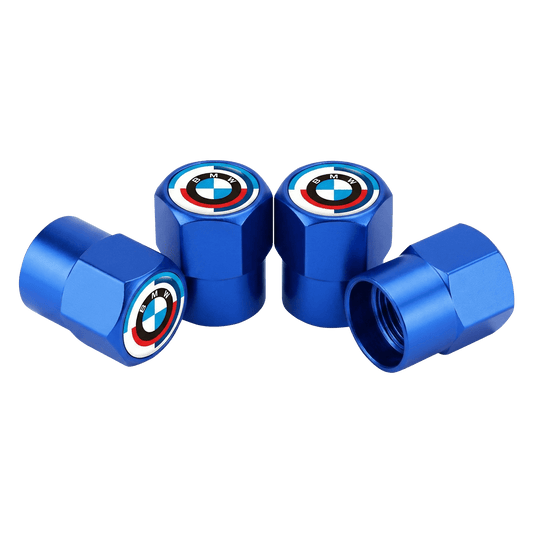 4 stk. BMW M50 Jubilæums Logo Ventilhætter Blå Aluminium