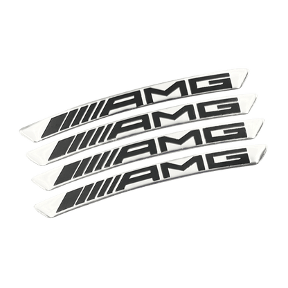 4 stk. Chrome AMG Fælg Klistermærker i Aluminium