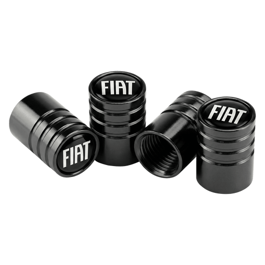 4 stk. Fiat Logo 2020+ Ventilhætter Sort Aluminium