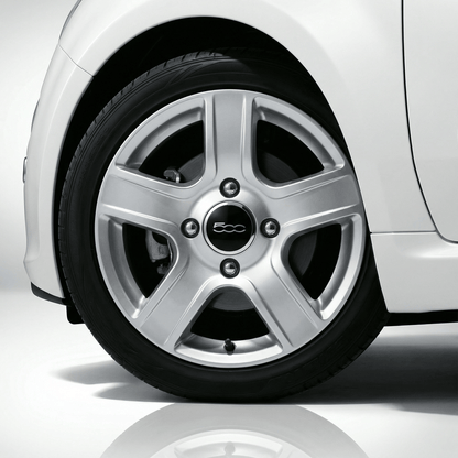 4 stk. Fiat 500 senterkopper i sort og krom 60 mm
