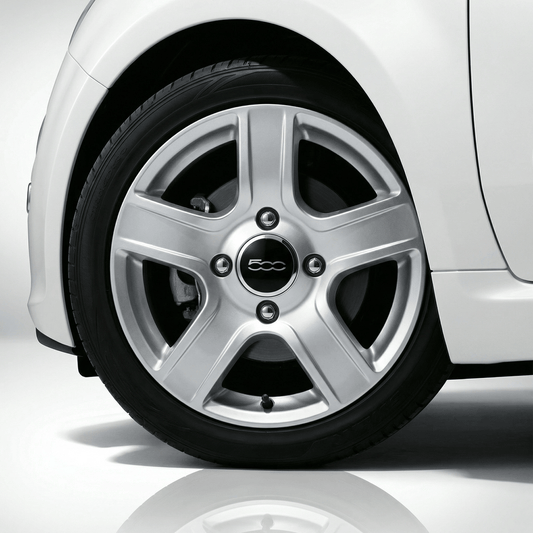 4 stk. Fiat 500 senterkopper i sort og krom 60 mm