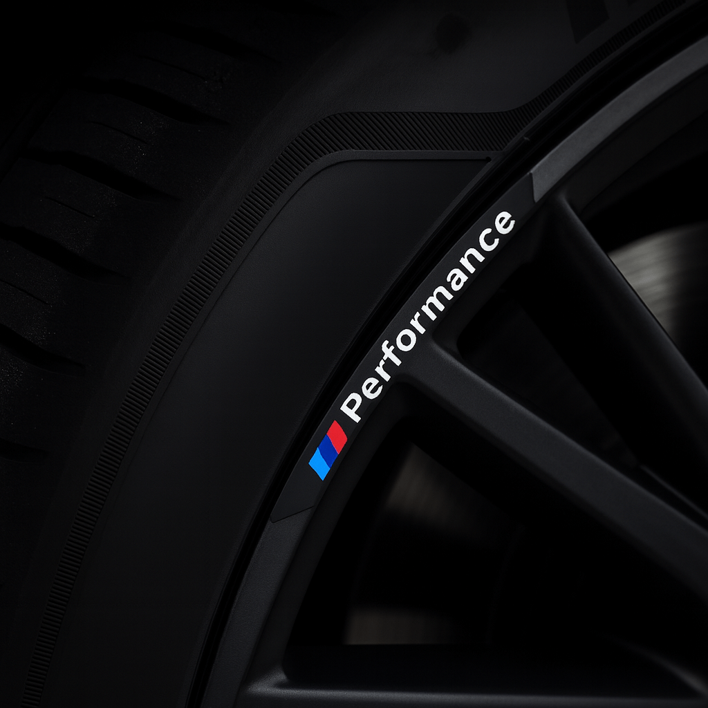 4 stk. Sorte BMW ///M Performance Fælg Klistermærker i Aluminium