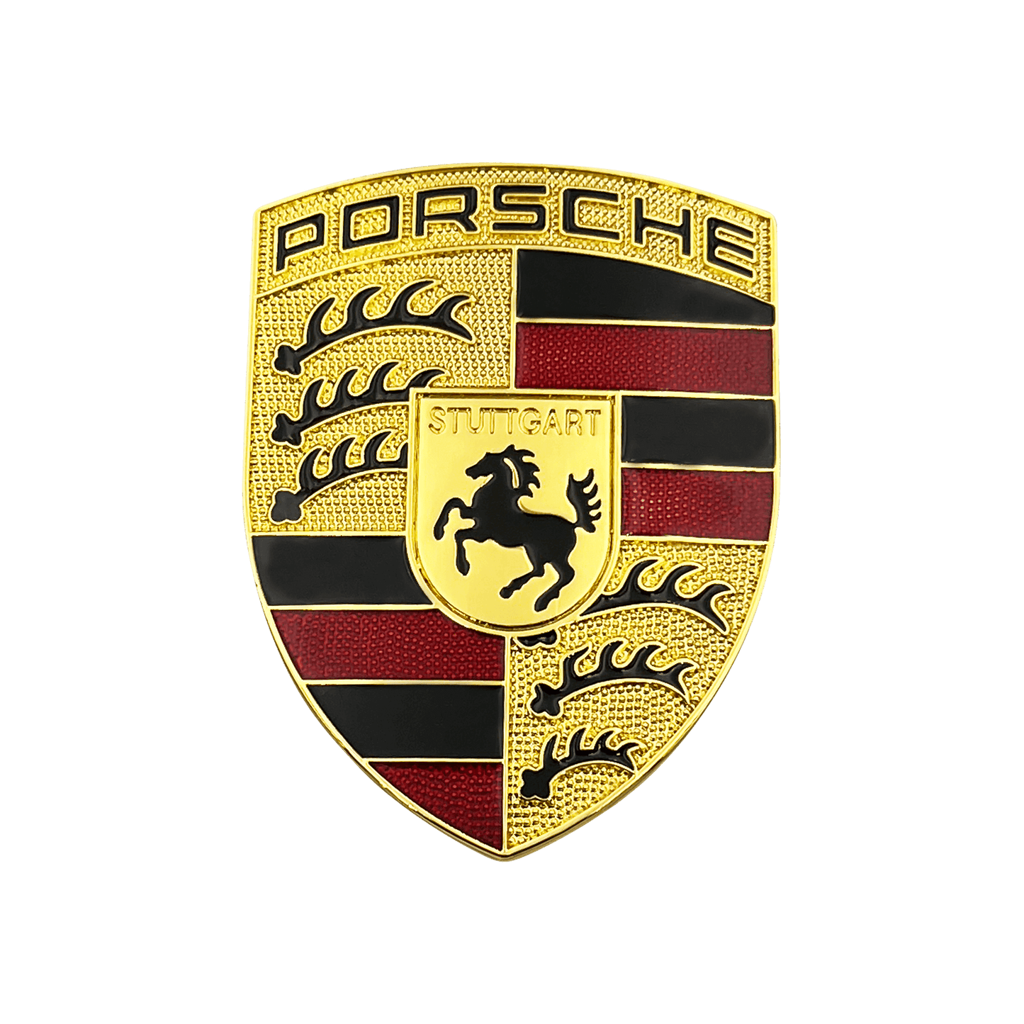 Porsche Front Logo 67 x 50mm Emblem i Guld Finish
