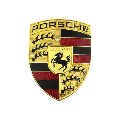 Porsche Front Logo 67 x 50mm Emblem i Guld Finish