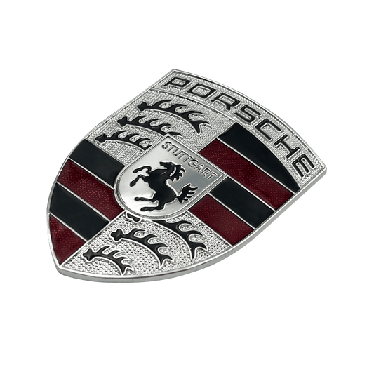 Porsche Front Logo 67 x 50mm Emblem Sølv finish