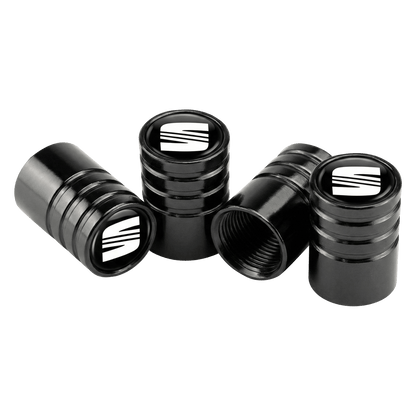 4 stk. Seat Logo Ventilhætter Sort Aluminium