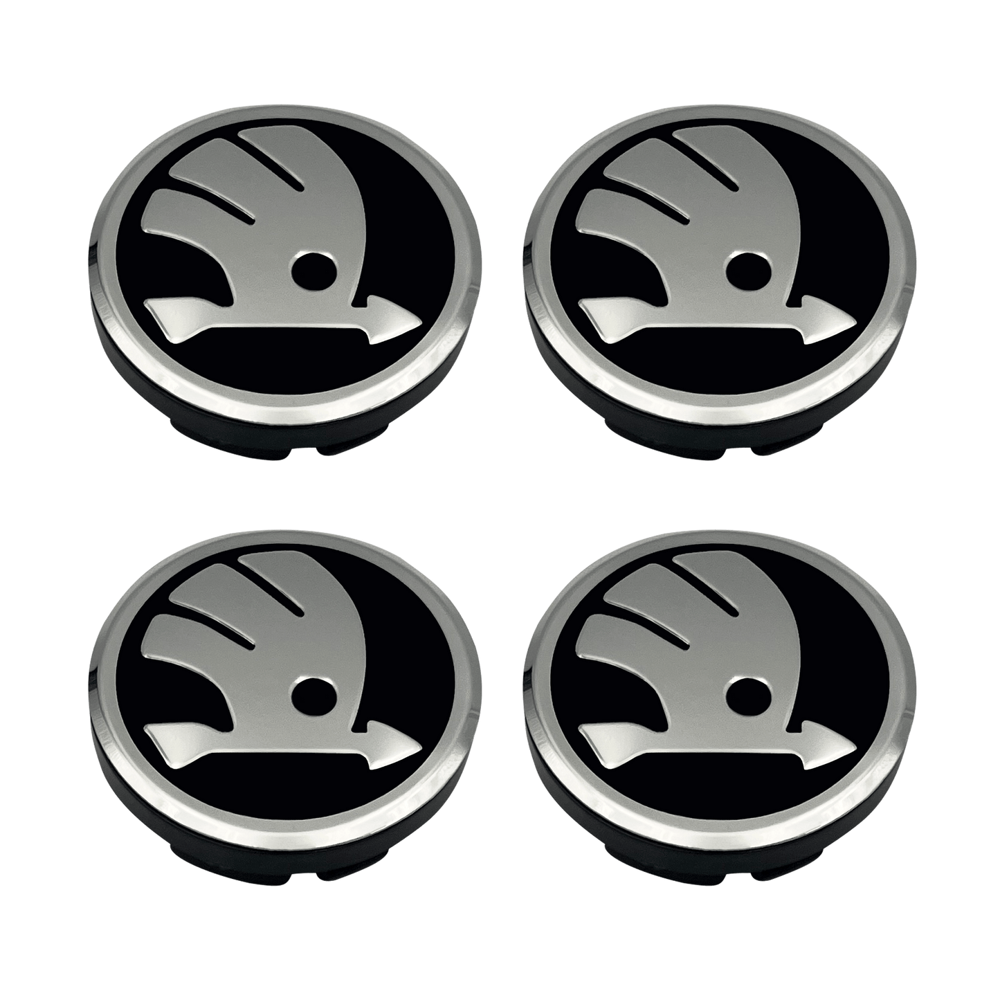 Skoda Chrome og Sort Centerkapsler 56 mm