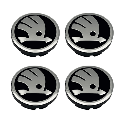 Skoda Chrome og Sort Centerkapsler 56 mm