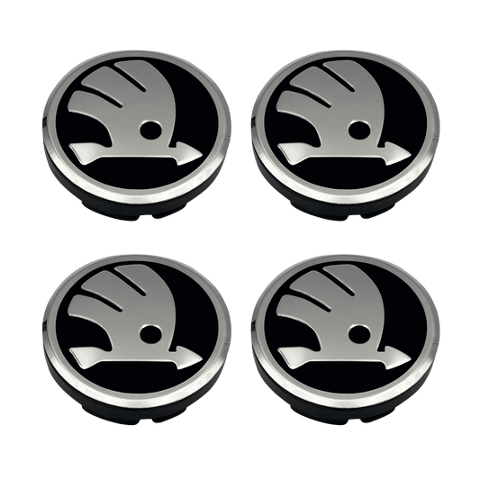 Skoda Chrome og Sort Centerkapsler 56 mm