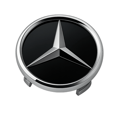 4 Stk. Sorte og Chrome Mercedes Centerkapsler