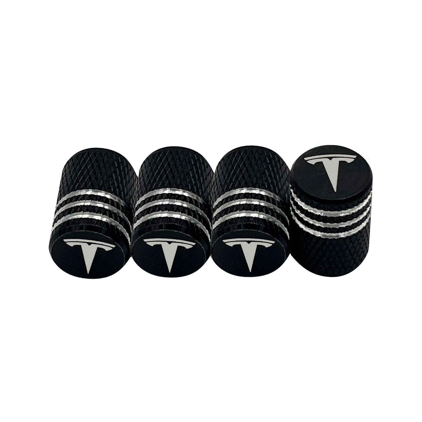 4 stk. Sort & Chrome Tesla ventilhætter