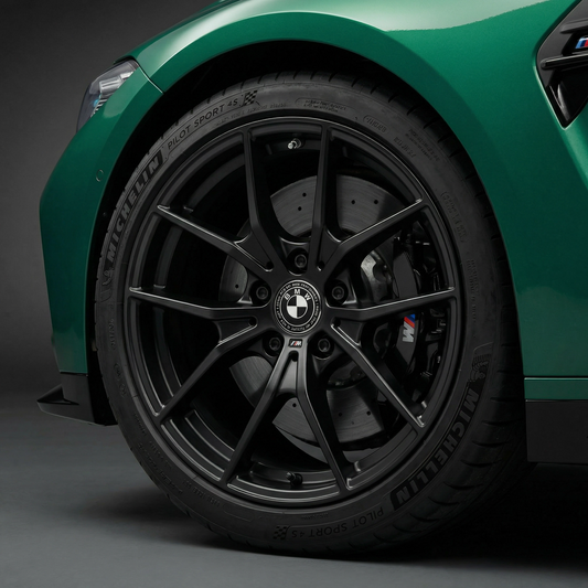 4 Stk. 50 års jubilæum BMW Centerkapsler i Sort og Hvid