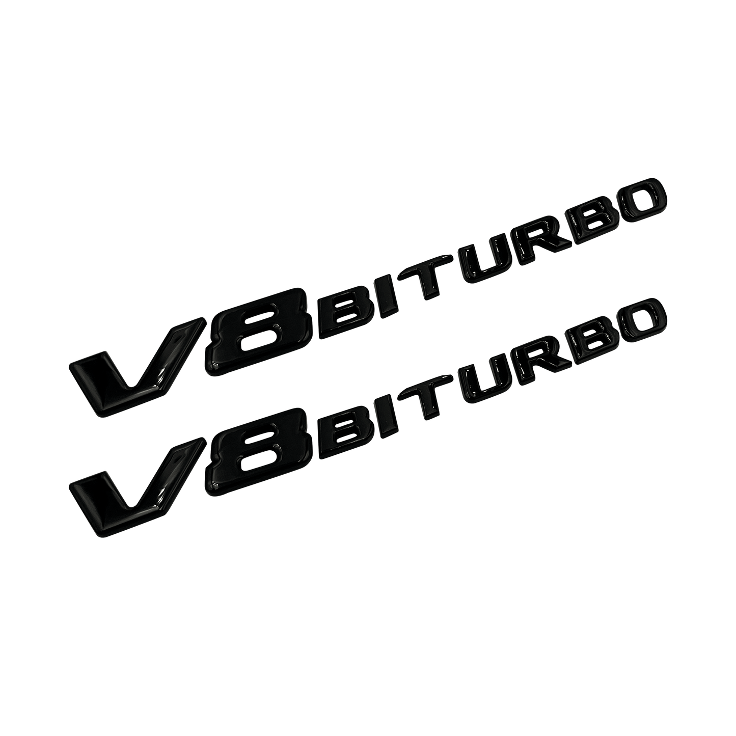 2 stk. Sorte Mercedes V8biturbo-emblemer
