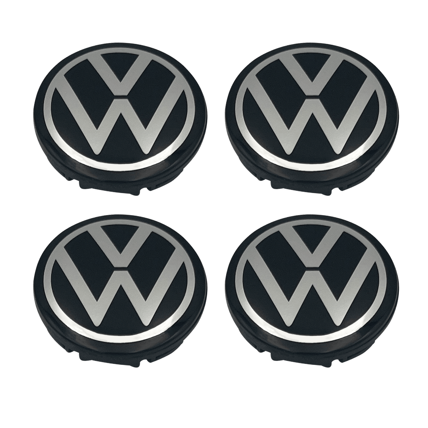 4 Stk. Sort & Chrome VW Centerkapsler - Ny variant