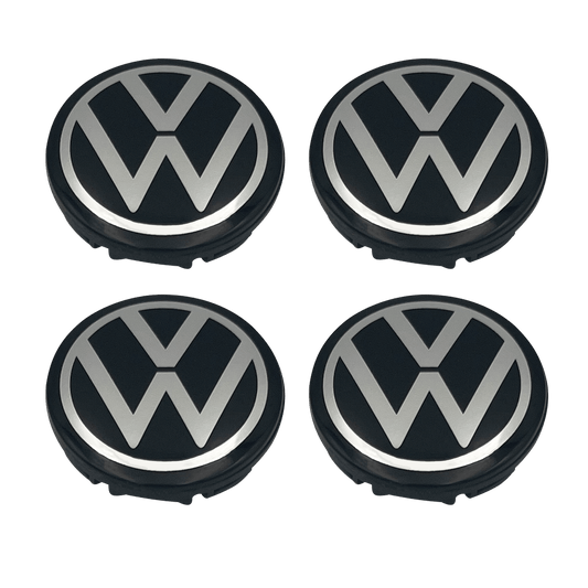 4 Stk. Sort & Chrome VW Centerkapsler - Ny variant