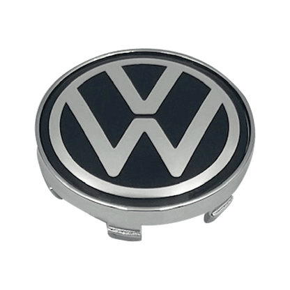 4 Stk. Sort & Chrome VW Centerkapsler - Ny variant
