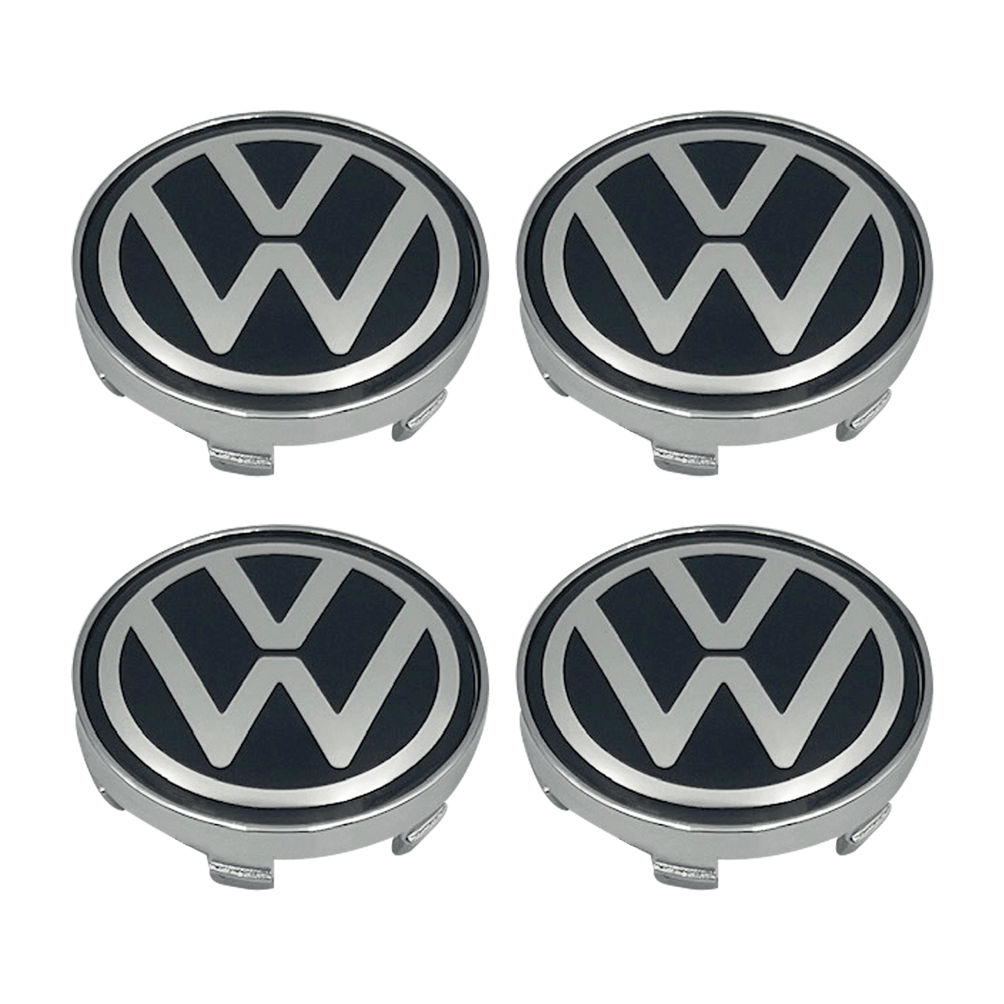 4 Stk. Sort & Chrome VW Centerkapsler - Ny variant