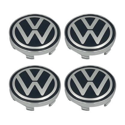 4 Stk. Sort & Chrome VW Centerkapsler - Ny variant