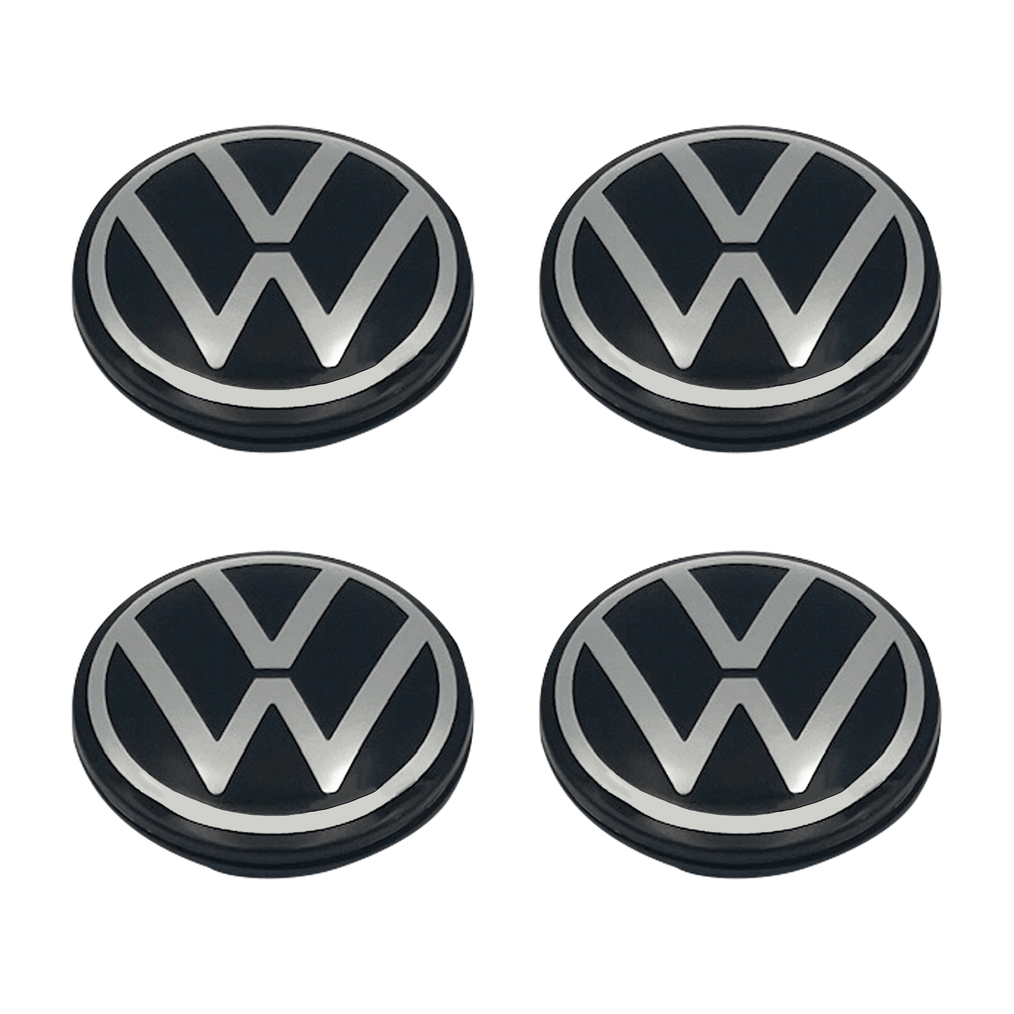 4 Stk. Sort & Chrome VW Centerkapsler - Ny variant