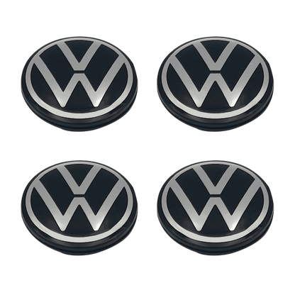 4 Stk. Sort & Chrome VW Centerkapsler - Ny variant