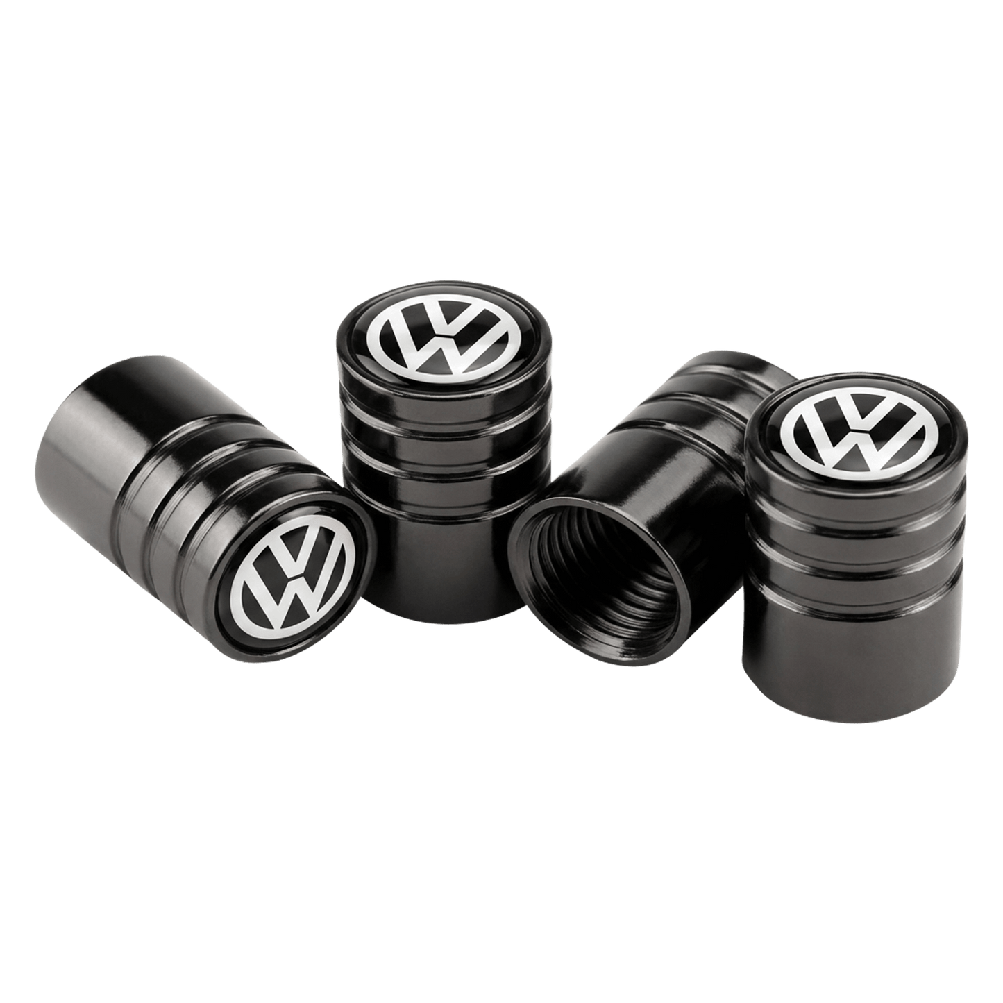 4 stk. VW Logo Ventilhætter Sort Aluminium
