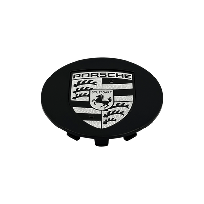 4 stk. Porsche Center Caps i svart og hvitt 76mm
