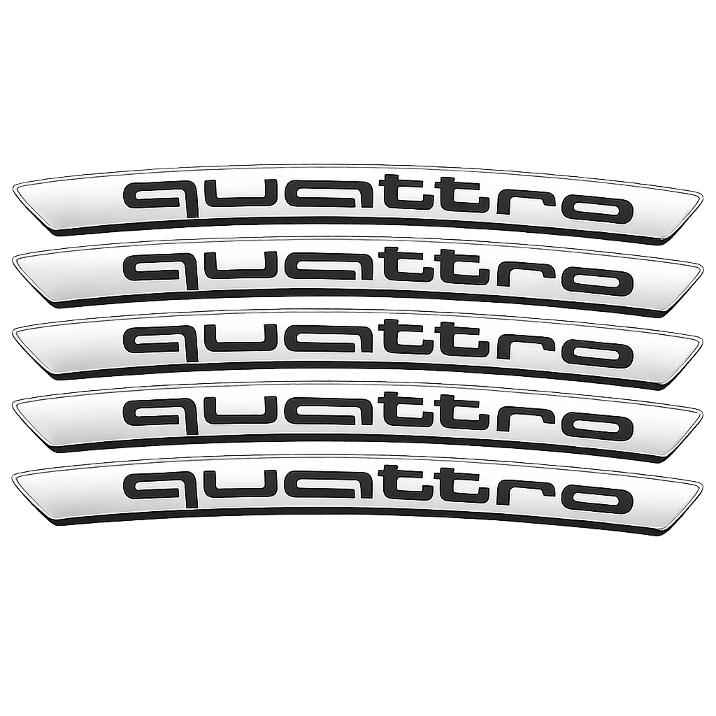4 stk. Chrome quattro Fælg Klistermærker i Aluminium