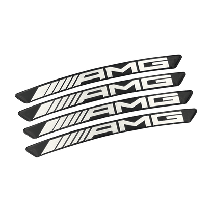 4 stk. svarte AMG-felgklistremerker i aluminium