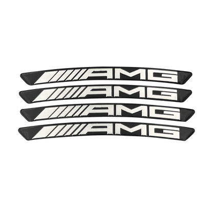 4 stk. svarte AMG-felgklistremerker i aluminium