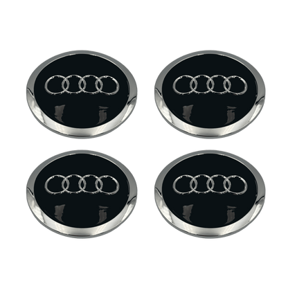 4 Stk. Sorte Audi Centerkapsler med Chrome Kant - Driverse - Centerkapsler - Driverse - Driverse - AD-OG-CK-SO-61 - 61mm - Sort - -
