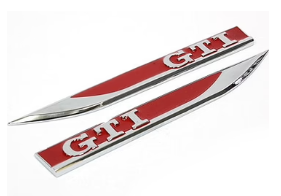 Rød & Chrome VW GTI Emblem til Sideskærmene