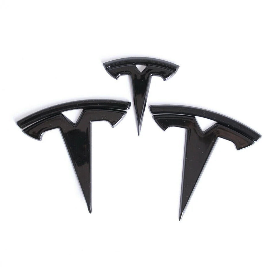 3 Stk. Sort Tesla Model S Logo Sæt