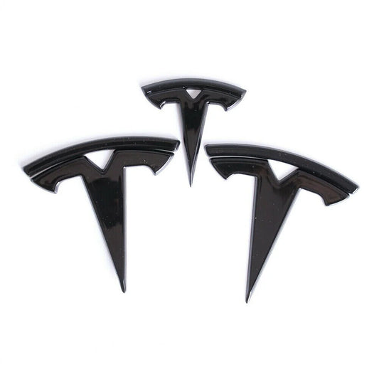 3 Stk. Sort Tesla Model 3 Logo Sæt
